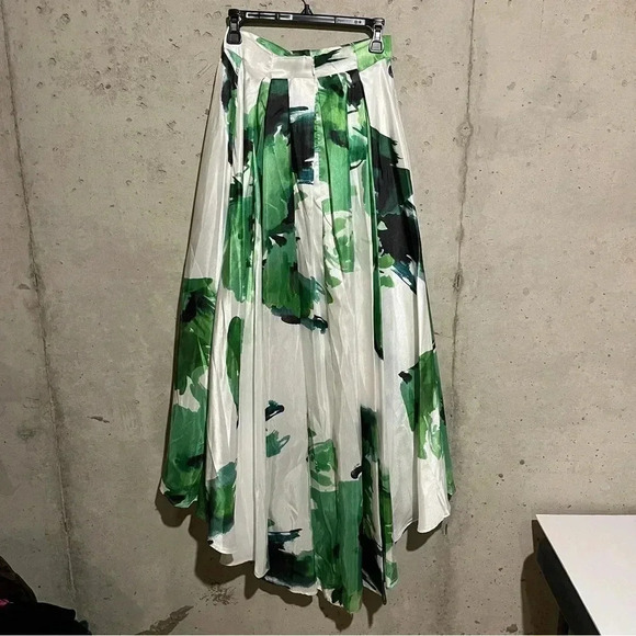 NEW Samuel Dong Hi Low Floral Skirt Womens Small White Green Size Medium M - Picture 4 of 9